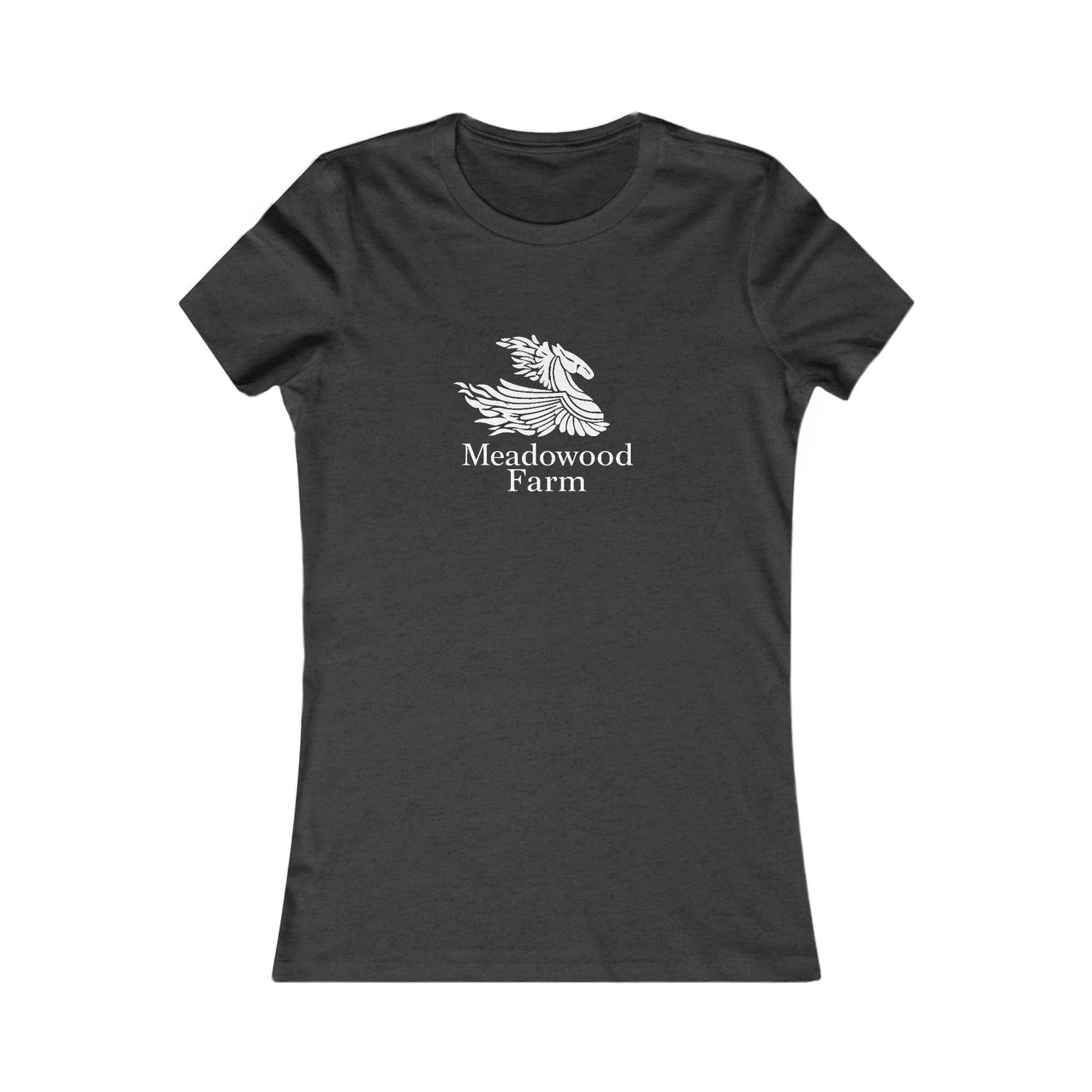 Meadowood Farm Ringspun Cotton Fitted Vintage Retro Womens Tee - White Farm Logo