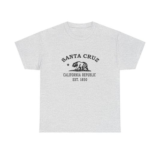 Santa Cruz California Vintage Retro Unisex Heavy Cotton Tee - Black Logo