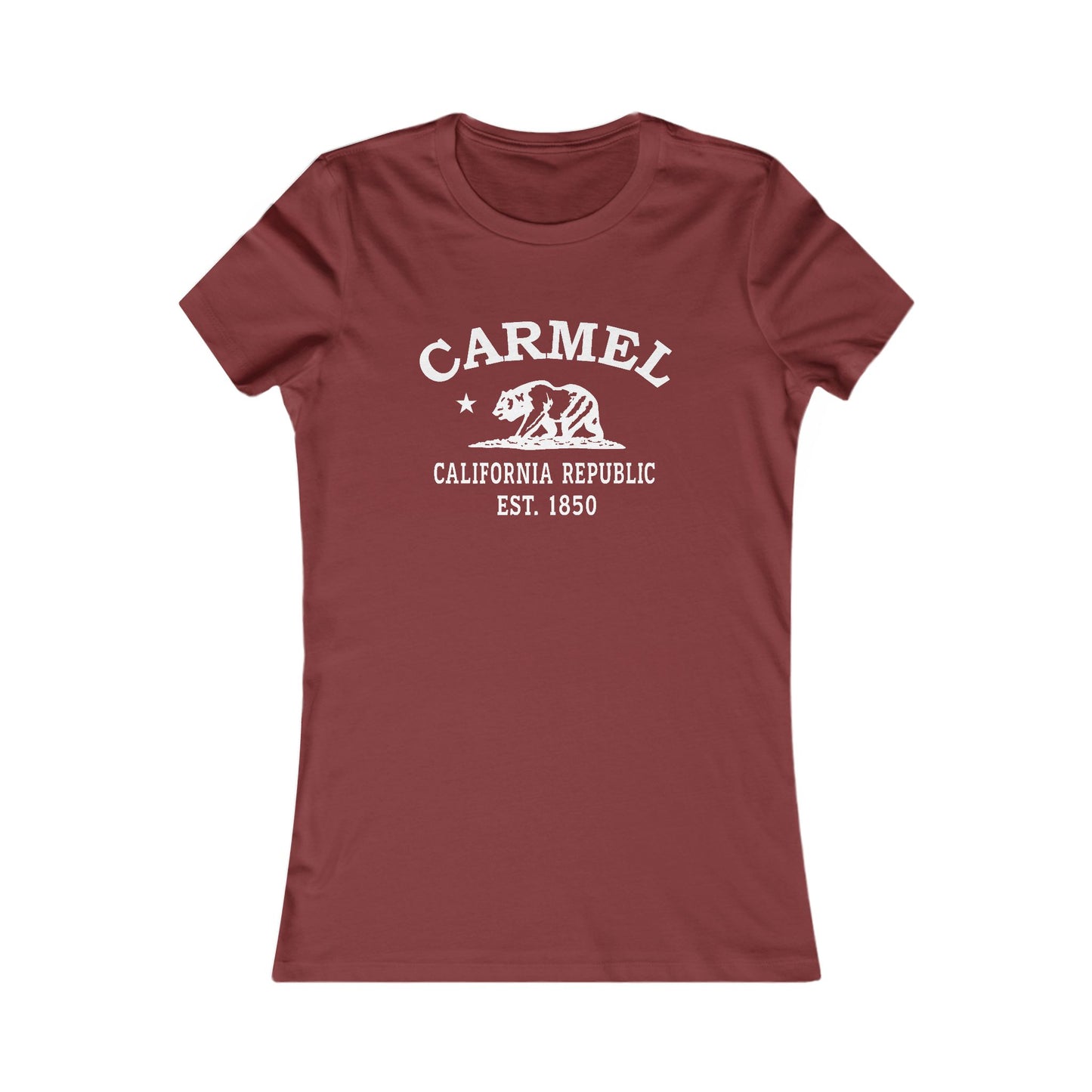 Carmel California Vintage Retro Womens Fitted Ringspun Cotton Tee - White Logo