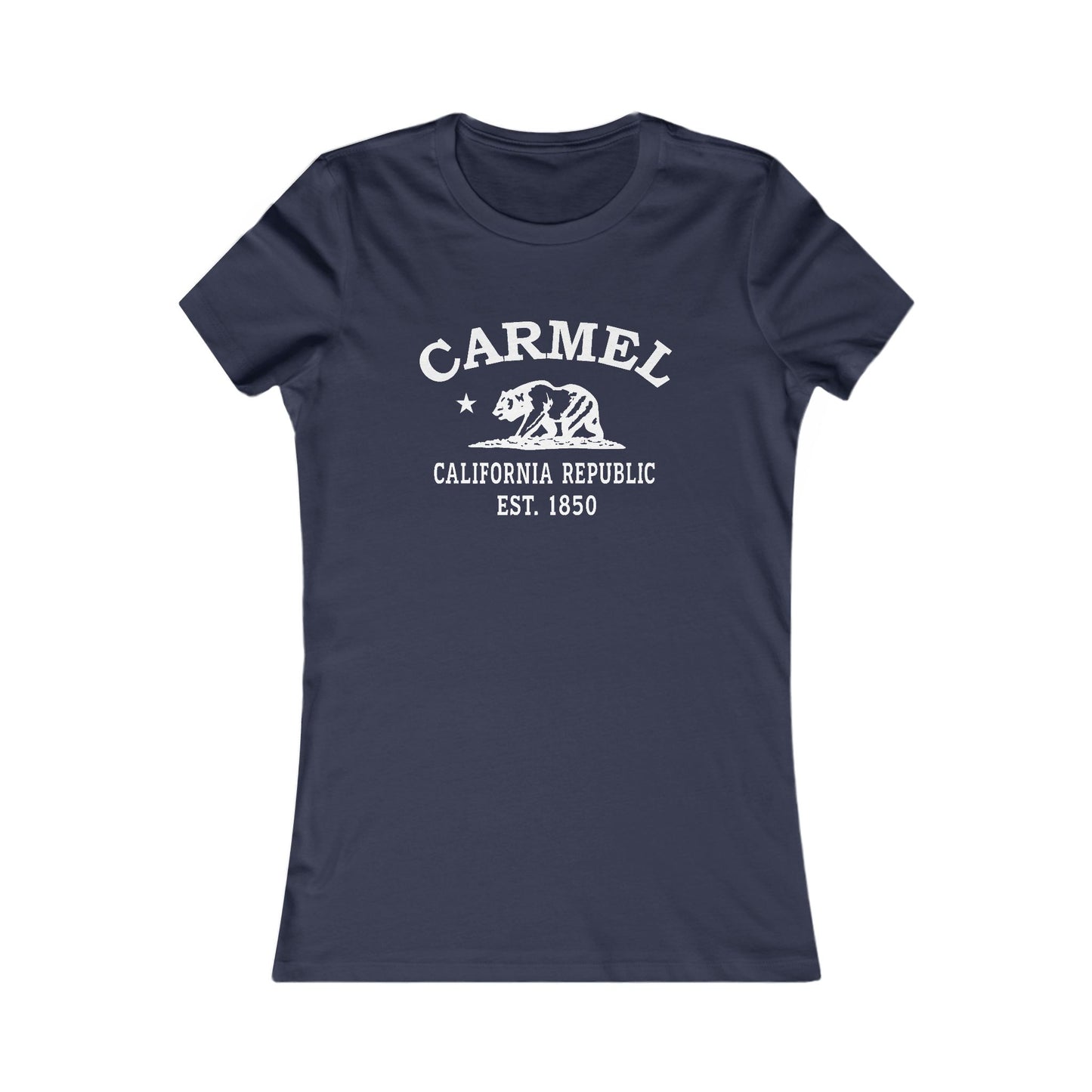 Carmel California Vintage Retro Womens Fitted Ringspun Cotton Tee - White Logo