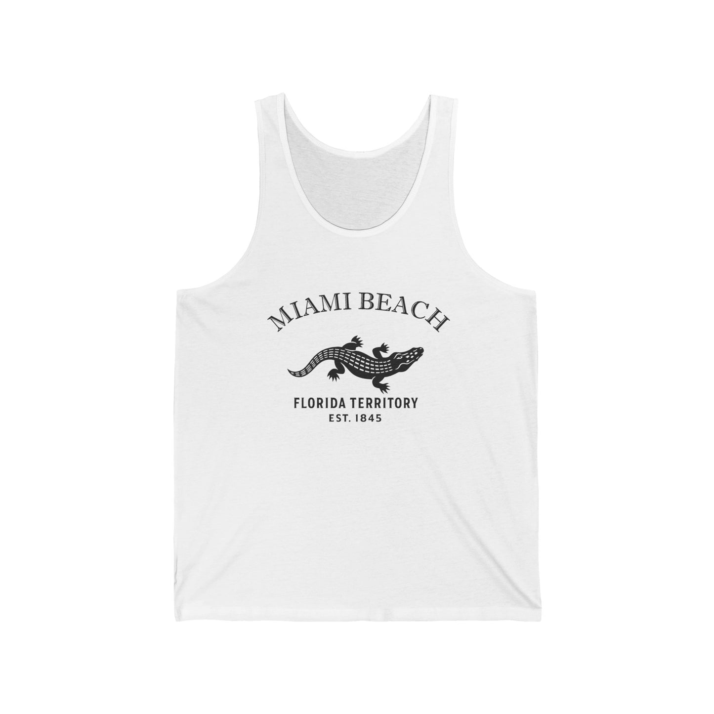 Miami Beach Florida Vintage Retro Unisex Cotton Jersey Tank Top - Black Logo