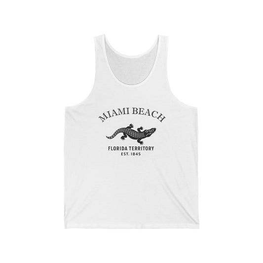 Miami Beach Florida Unisex Cotton Jersey Tank Top - Black Logo
