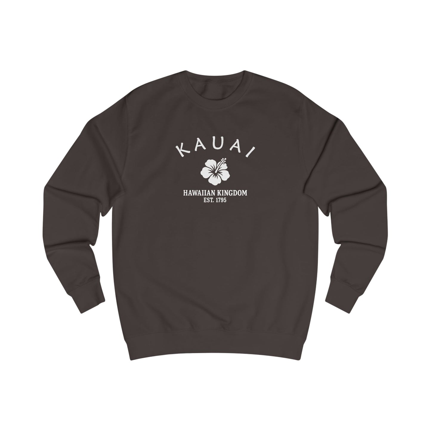 Kauai Hawaii Vintage Retro Premium Crewneck Sweatshirt - White Logo - Bottle Green