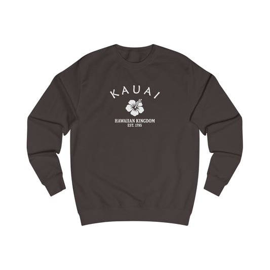 Kauai Hawaii Vintage Retro Premium Crewneck Sweatshirt - White Logo - Bottle Green