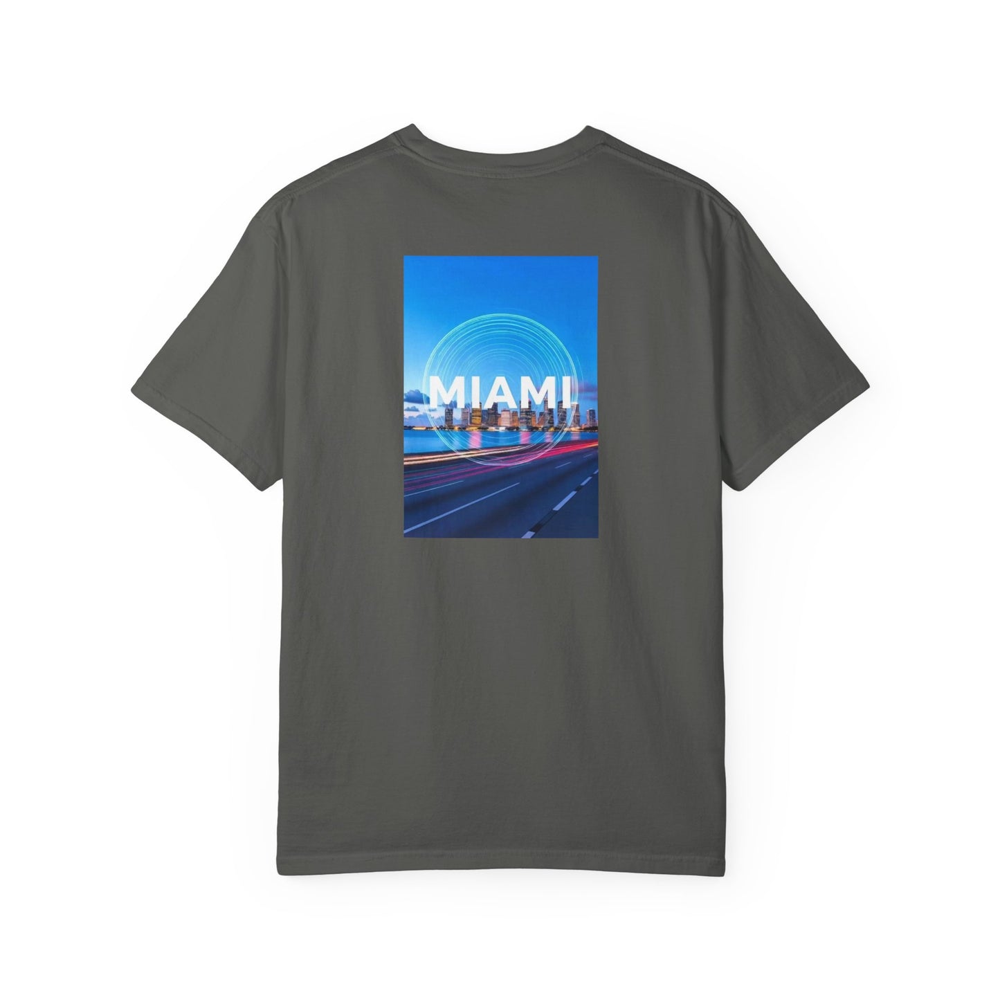 Miami Florida Vintage Retro Back Printed Art Series Cotton Tee - Black Logo