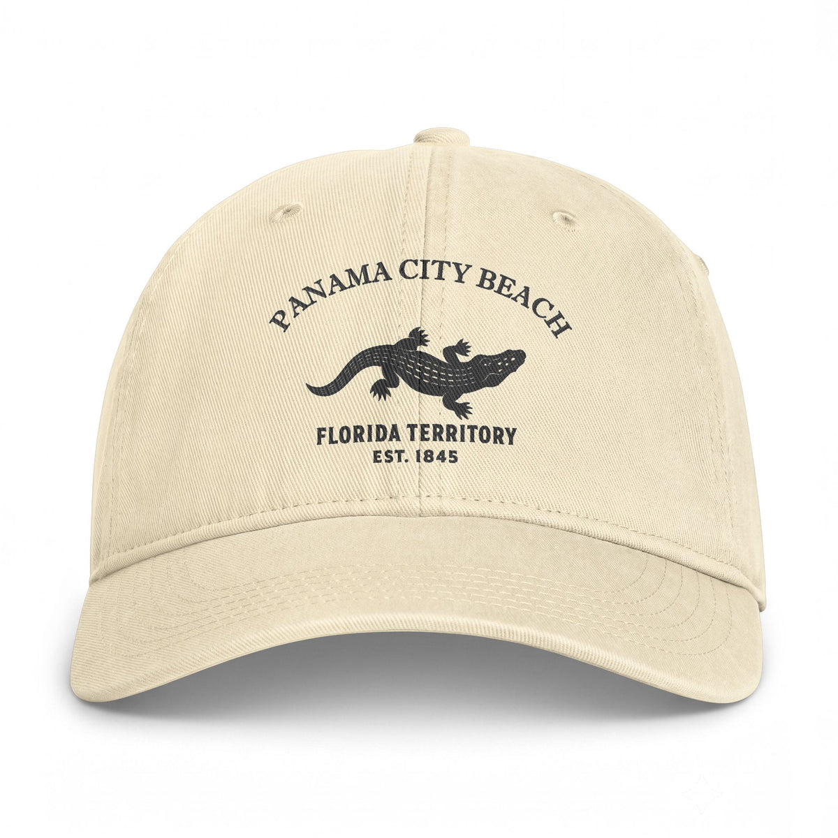 Panama City Beach Florida Distressed Cotton Cap - Charcoal Print Logo