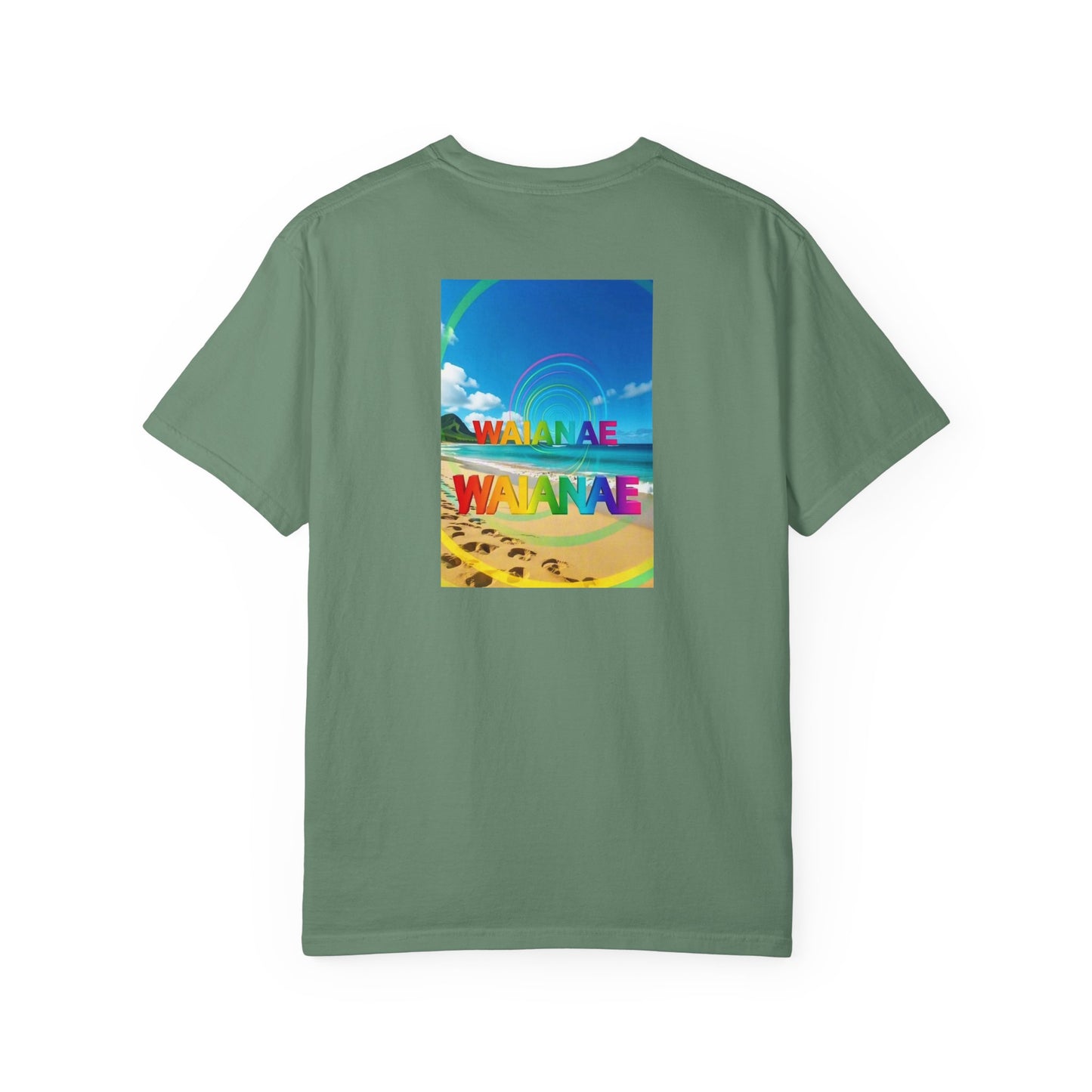 Waianae Hawaii Vintage Retro Back Printed Art Series Cotton Tee - Black Logo