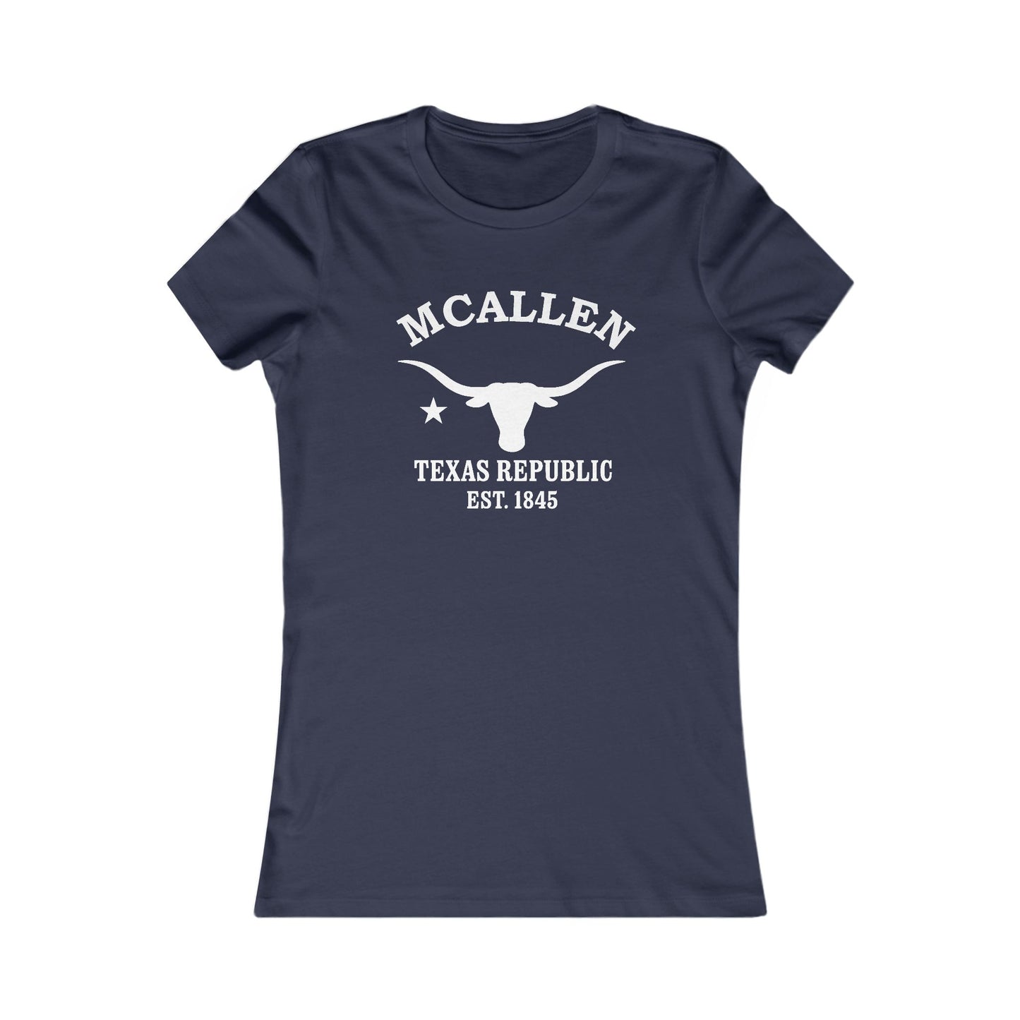 McAllen Texas Vintage Retro Womens Fitted Ringspun Cotton Tee - White Logo