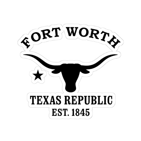 Fort Worth Texas Vintage Retro Vinyl Sticker - Black Logo