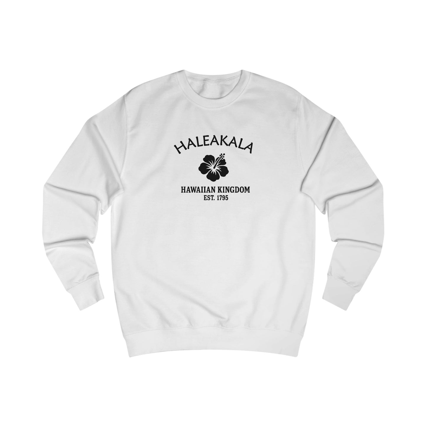 Haleakala Hawaii Vintage Retro Premium Crewneck Sweatshirt - Black Logo - Arctic White
