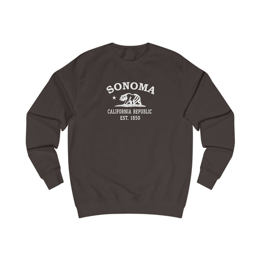 Sonoma California Vintage Retro Premium Crewneck Sweatshirt - White Logo - Bottle Green