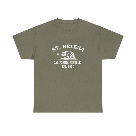 St Helena California Vintage Retro Unisex Heavy Cotton Tee - White Logo