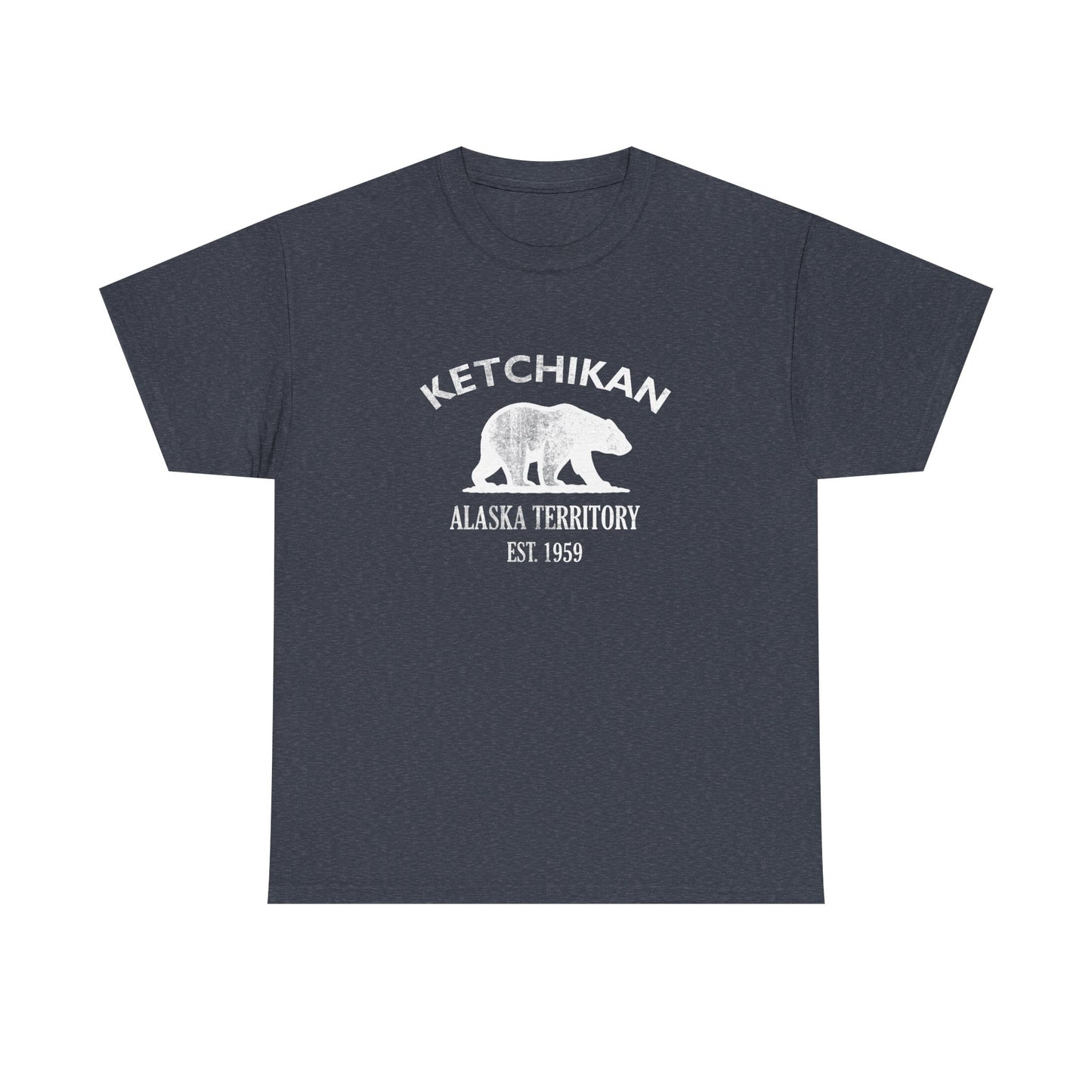 Ketchikan Alaska Vintage Retro Unisex Heavy Cotton Tee - White Logo