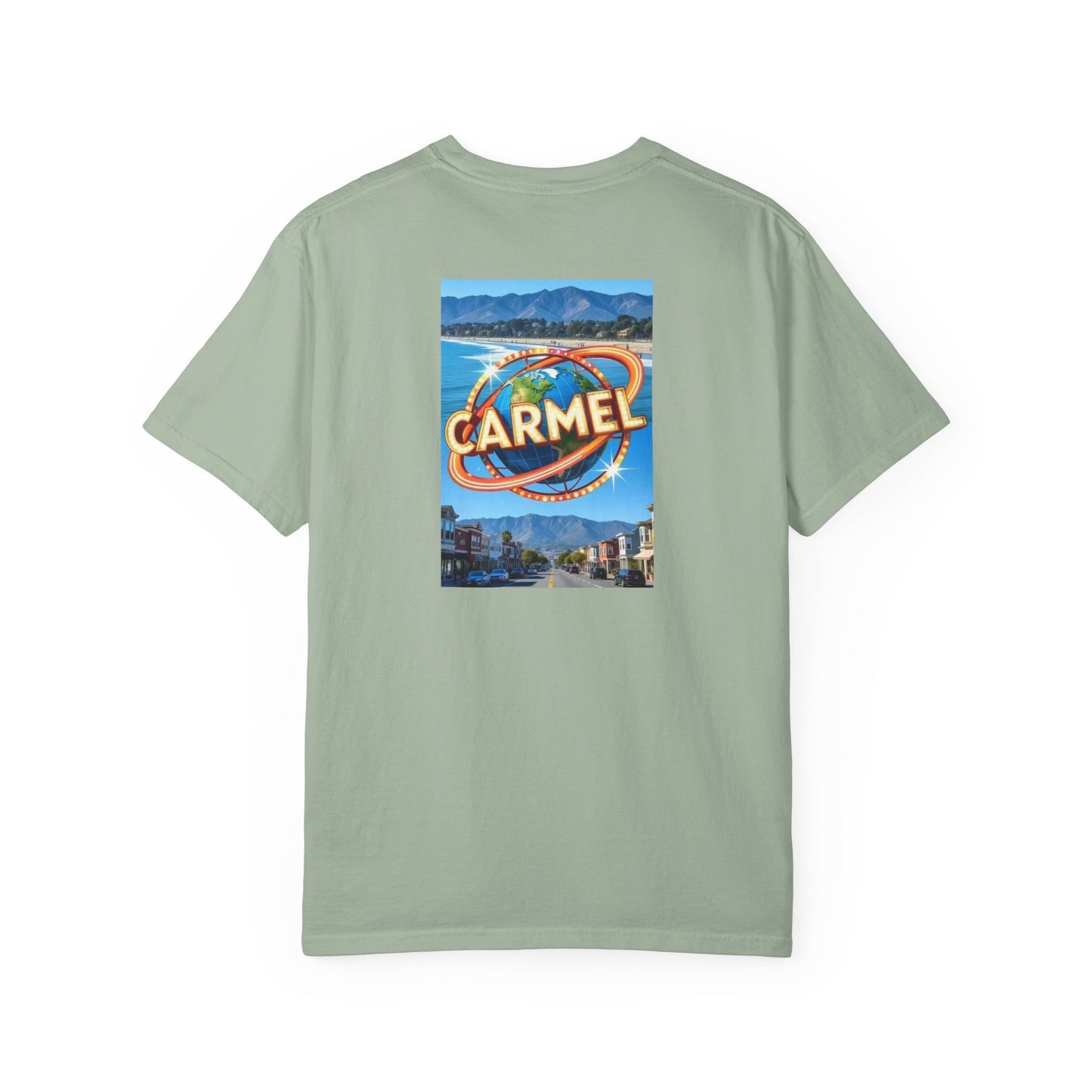 Carmel California Vintage Retro Back Printed Art Series Cotton Tee - Black Logo