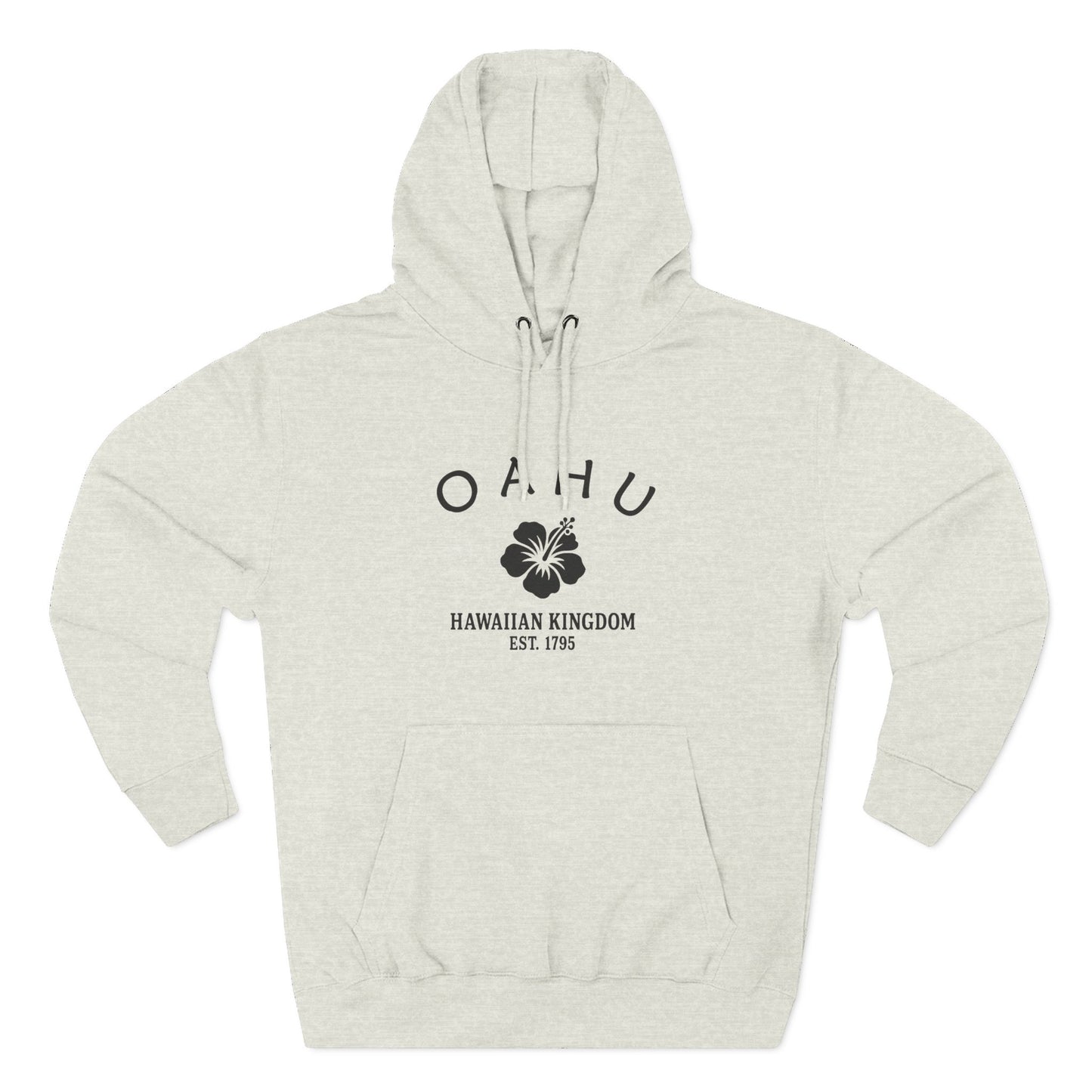 Oahu Hawaii Vintage Retro Unisex Heavy Cotton Hoodie - Black Logo
