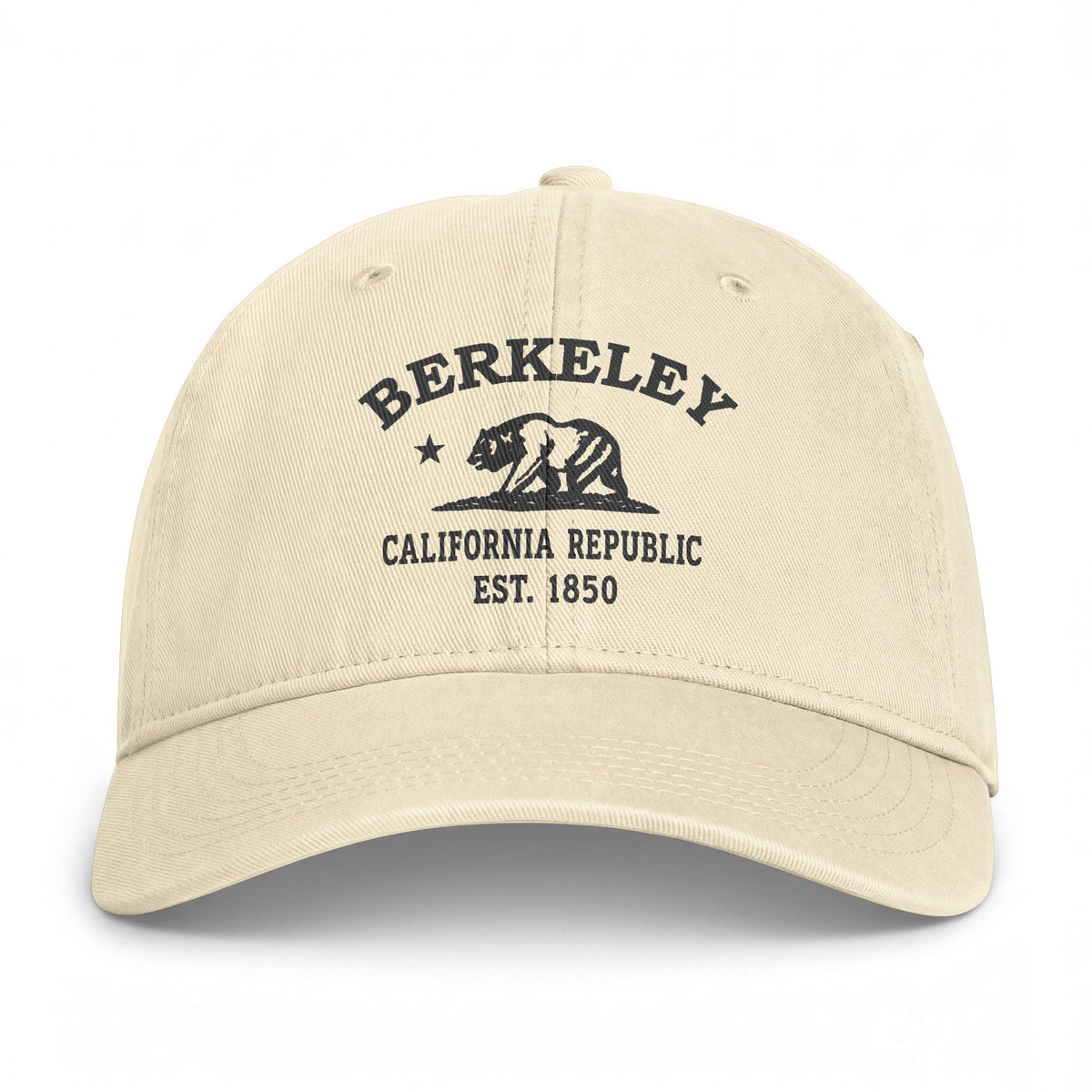 Berkeley California Distressed Cotton Cap - Charcoal Print Logo