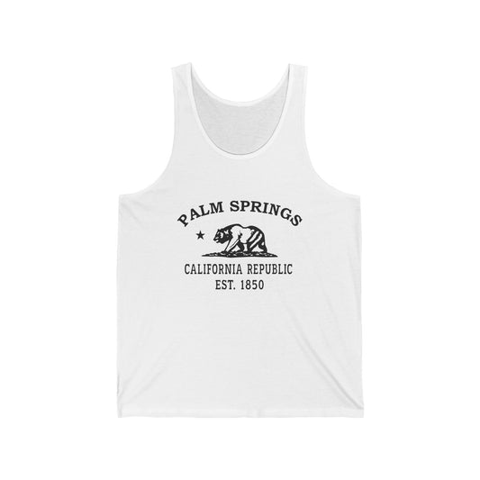 Palm Springs California Unisex Cotton Jersey Tank Top - Black Logo