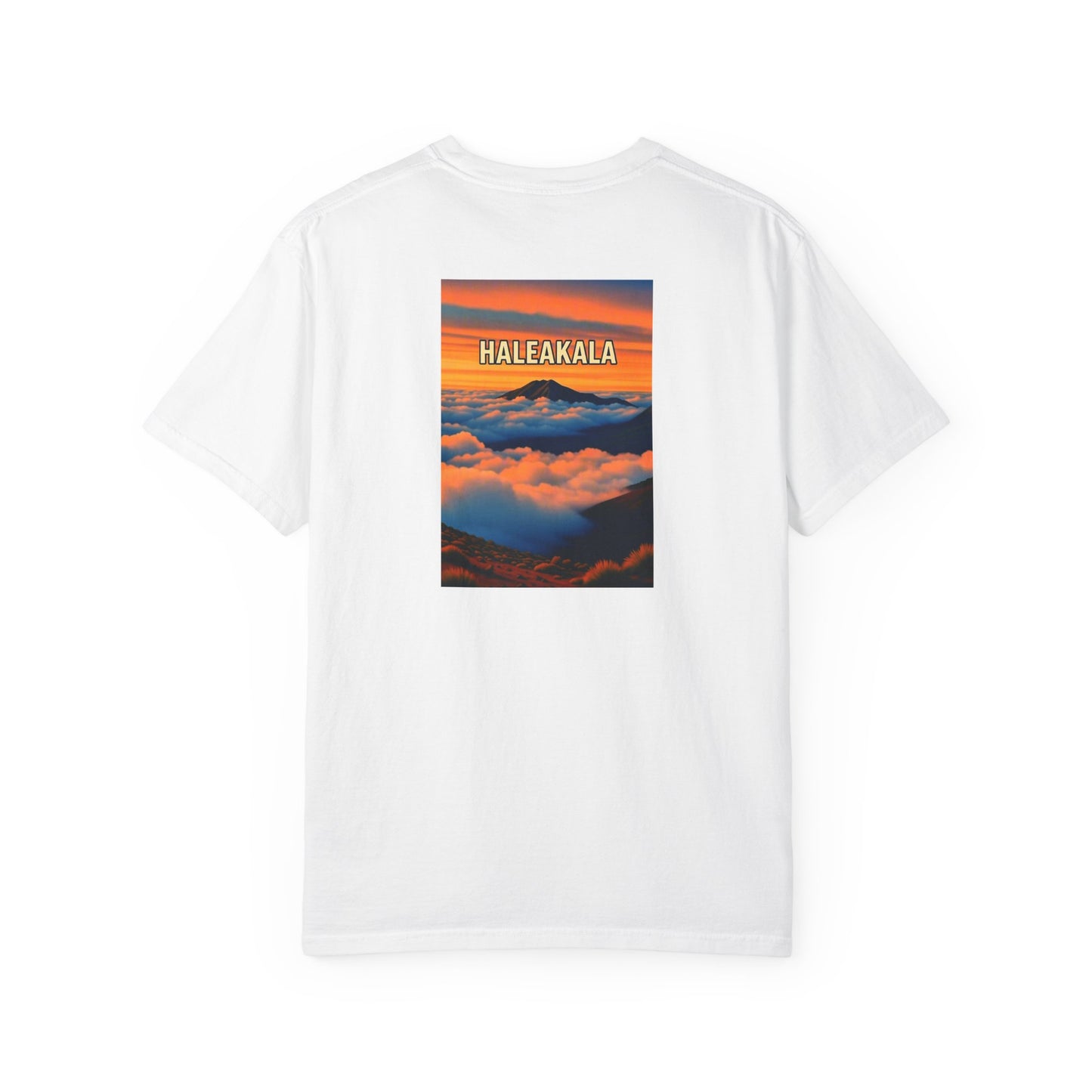 Haleakala Hawaii Vintage Retro Back Printed Art Series Cotton Tee - Black Logo