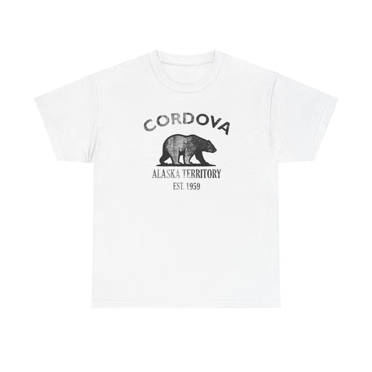 Cordova Alaska Vintage Retro Unisex Heavy Cotton Tee - Black Logo