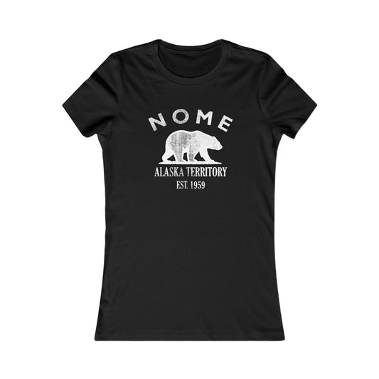 Nome Alaska Vintage Retro Womens Fitted Ringspun Cotton Tee - White Logo