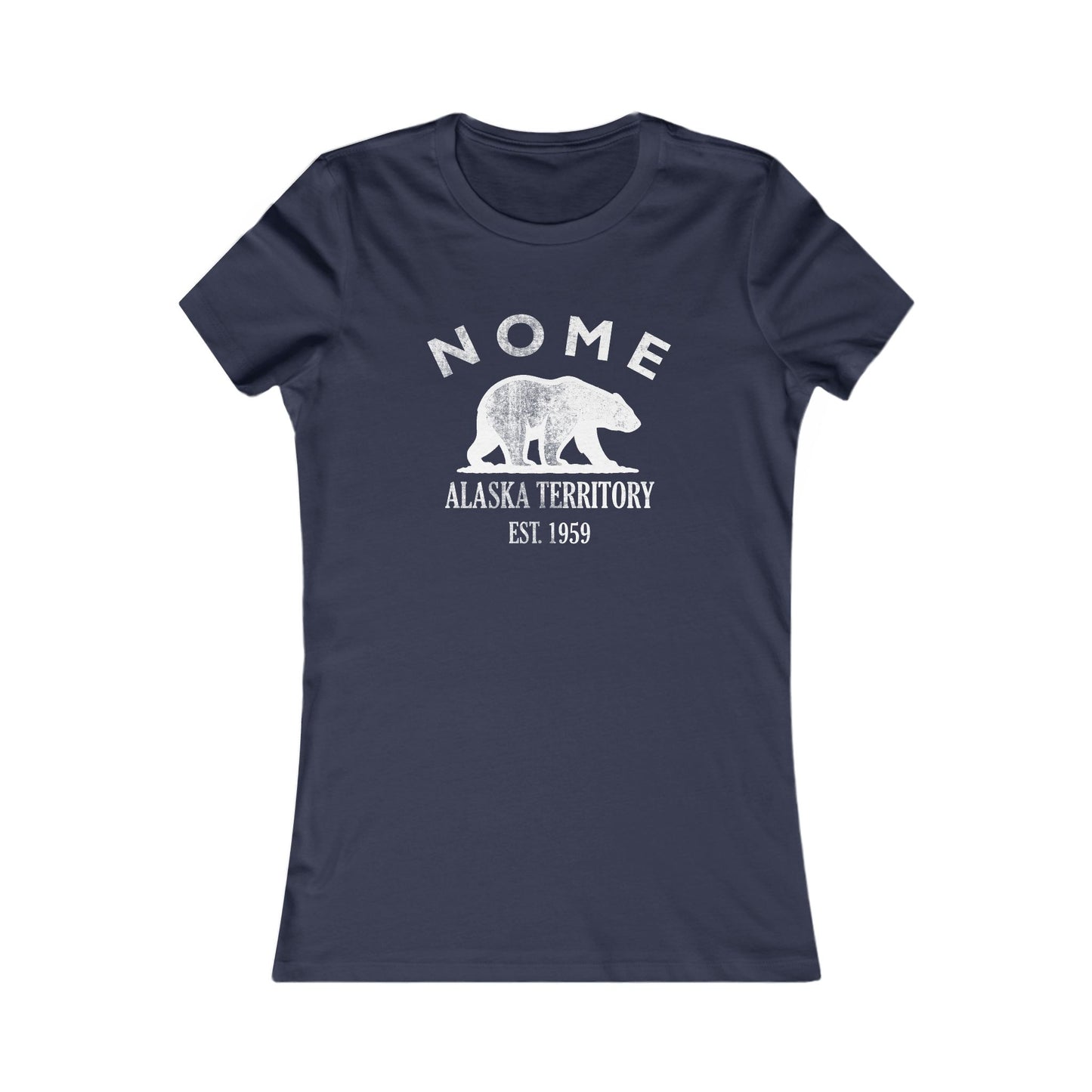 Nome Alaska Vintage Retro Womens Fitted Ringspun Cotton Tee - White Logo