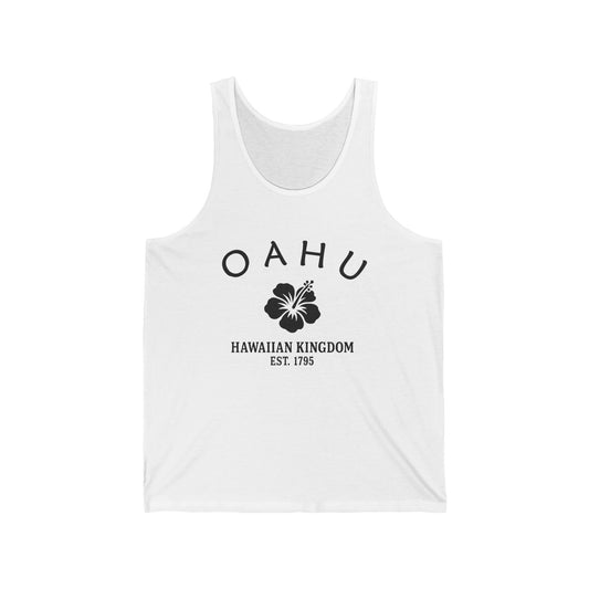 Oahu Hawaii Unisex Cotton Jersey Tank Top - Black Logo