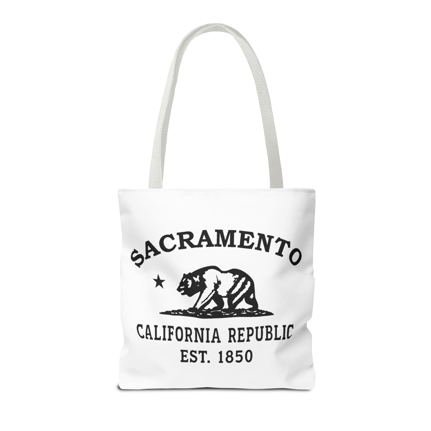 Sacramento California Vintage Retro Light Canvas Tote - Black Logo