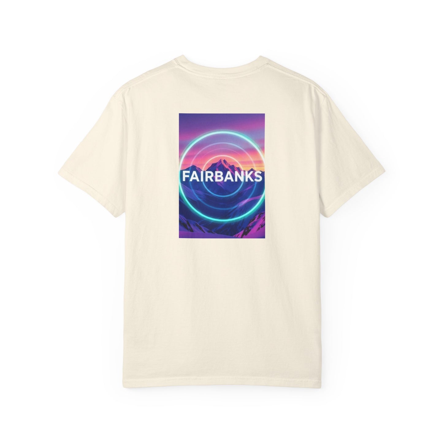 Fairbanks Alaska Vintage Retro Back Printed Art Series Cotton Tee - Black Logo