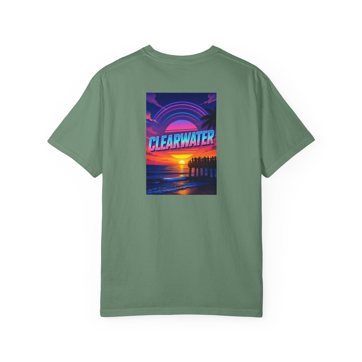 Clearwater Florida Vintage Retro Back Printed Art Series Cotton Tee - Black Logo