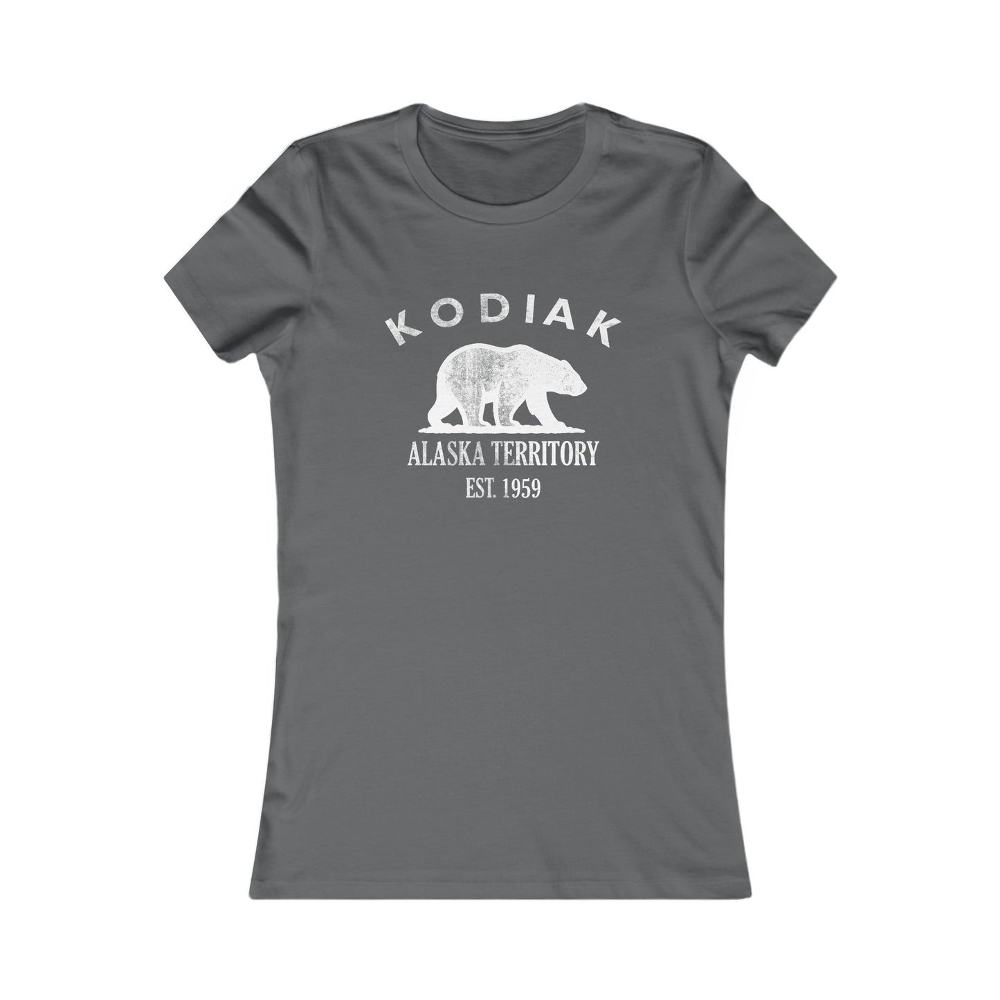 Kodiak Alaska Vintage Retro Womens Fitted Ringspun Cotton Tee - White Logo