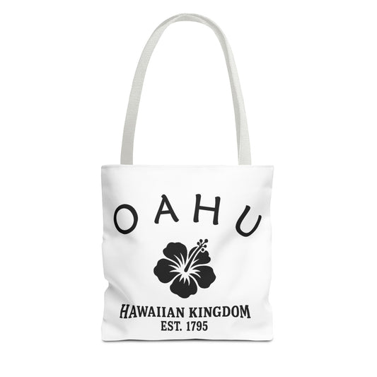 Oahu Hawaii Vintage Retro Light Canvas Tote - Black Logo
