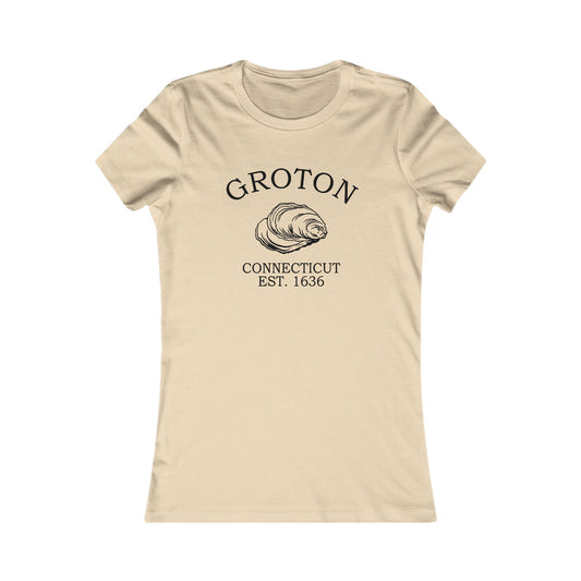 Groton Connecticut Vintage Retro Womens Fitted Ringspun Cotton Tee - Black Logo