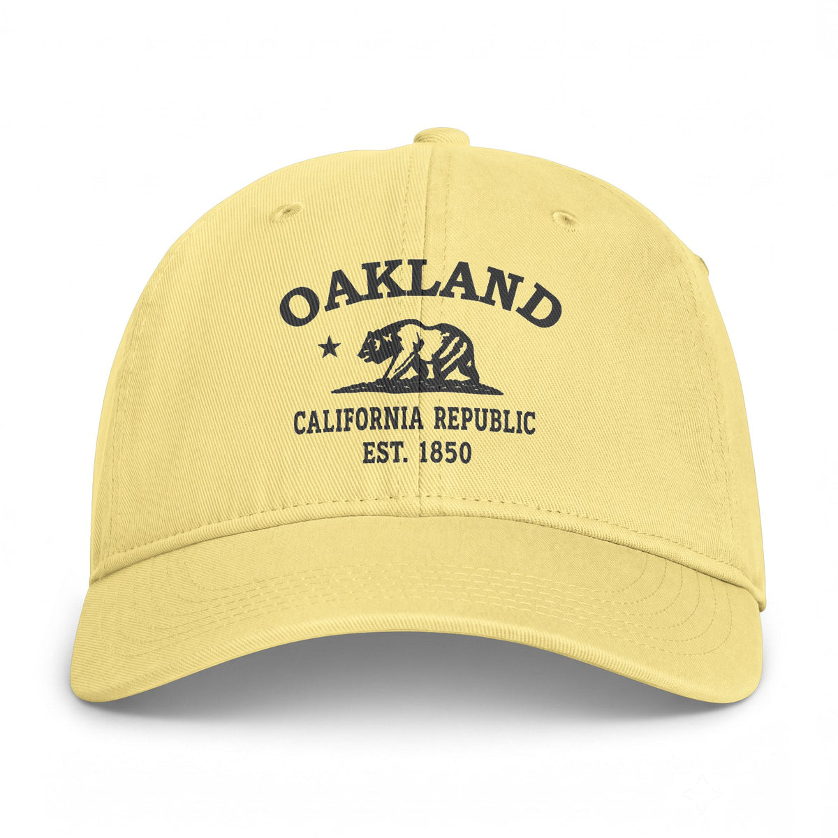 Oakland California Distressed Cotton Cap - Charcoal Print Logo