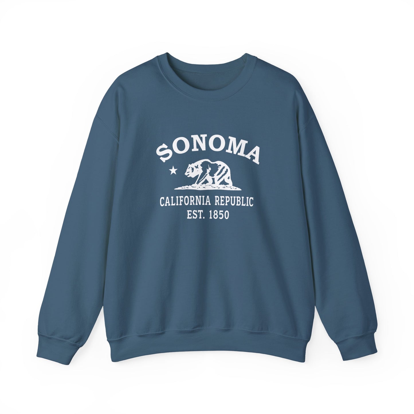 Sonoma California Vintage Retro Unisex Heavy Crewneck Sweatshirt - White Logo