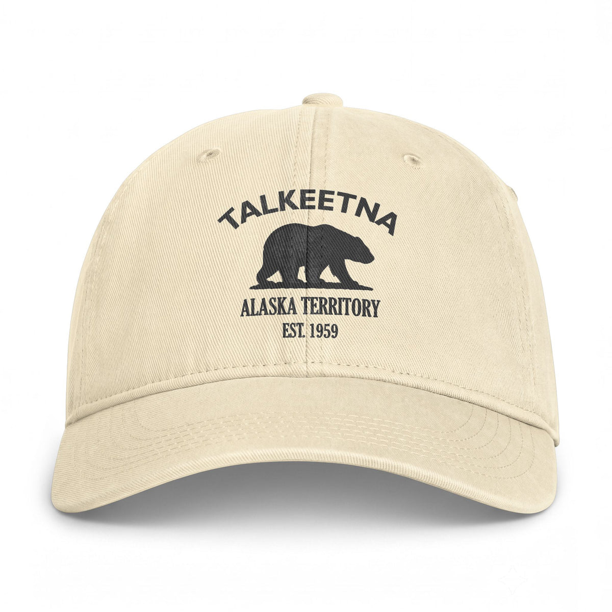 Talkeetna Alaska Distressed Cotton Cap - Charcoal Print Logo