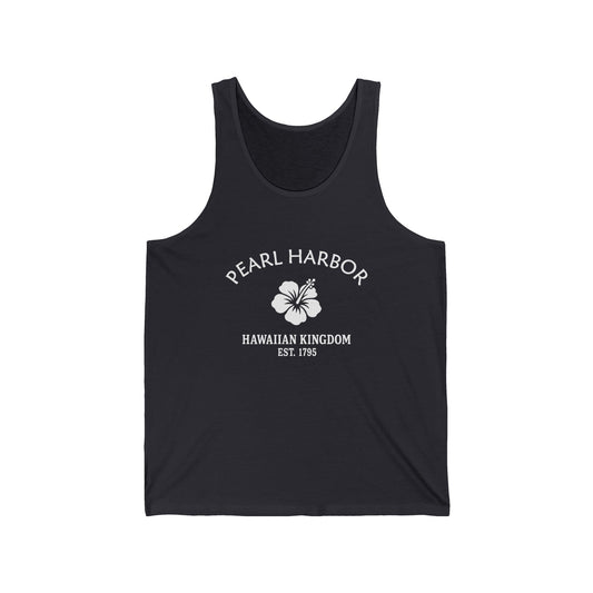 Pearl Harbor Hawaii Vintage Retro Unisex Cotton Jersey Tank Top - White Logo
