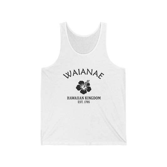 Waianae Hawaii Unisex Cotton Jersey Tank Top - Black Logo