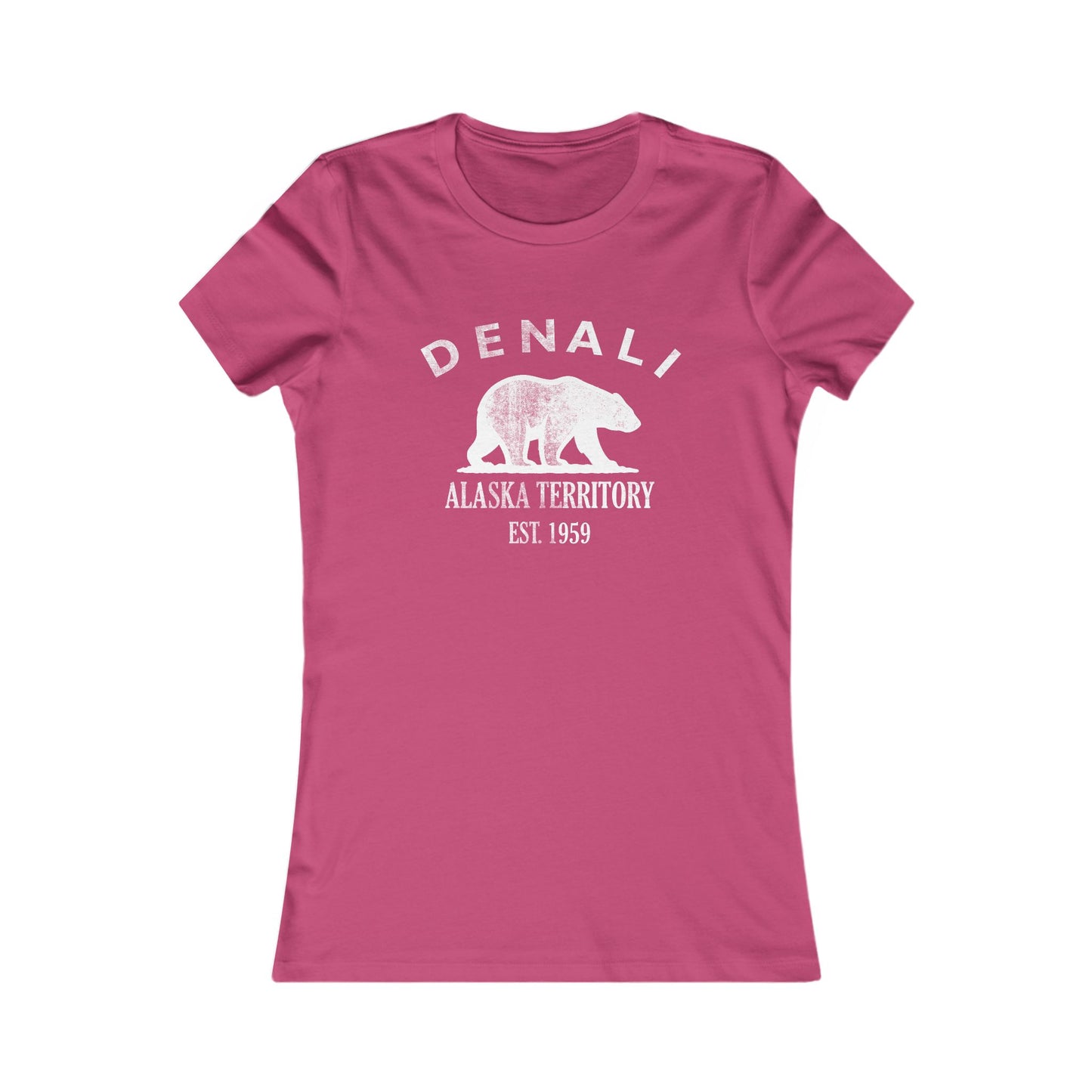Denali Alaska Vintage Retro Womens Fitted Ringspun Cotton Tee - White Logo