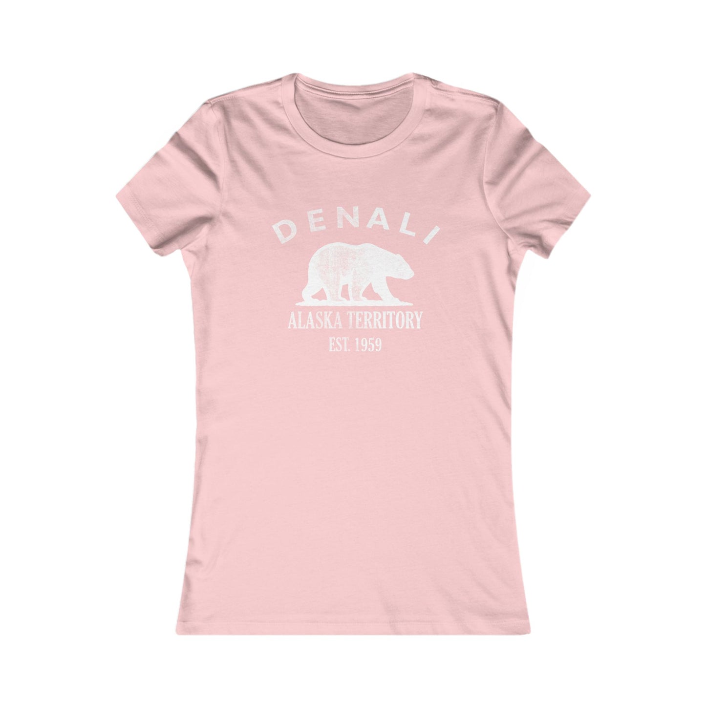Denali Alaska Vintage Retro Womens Fitted Ringspun Cotton Tee - White Logo