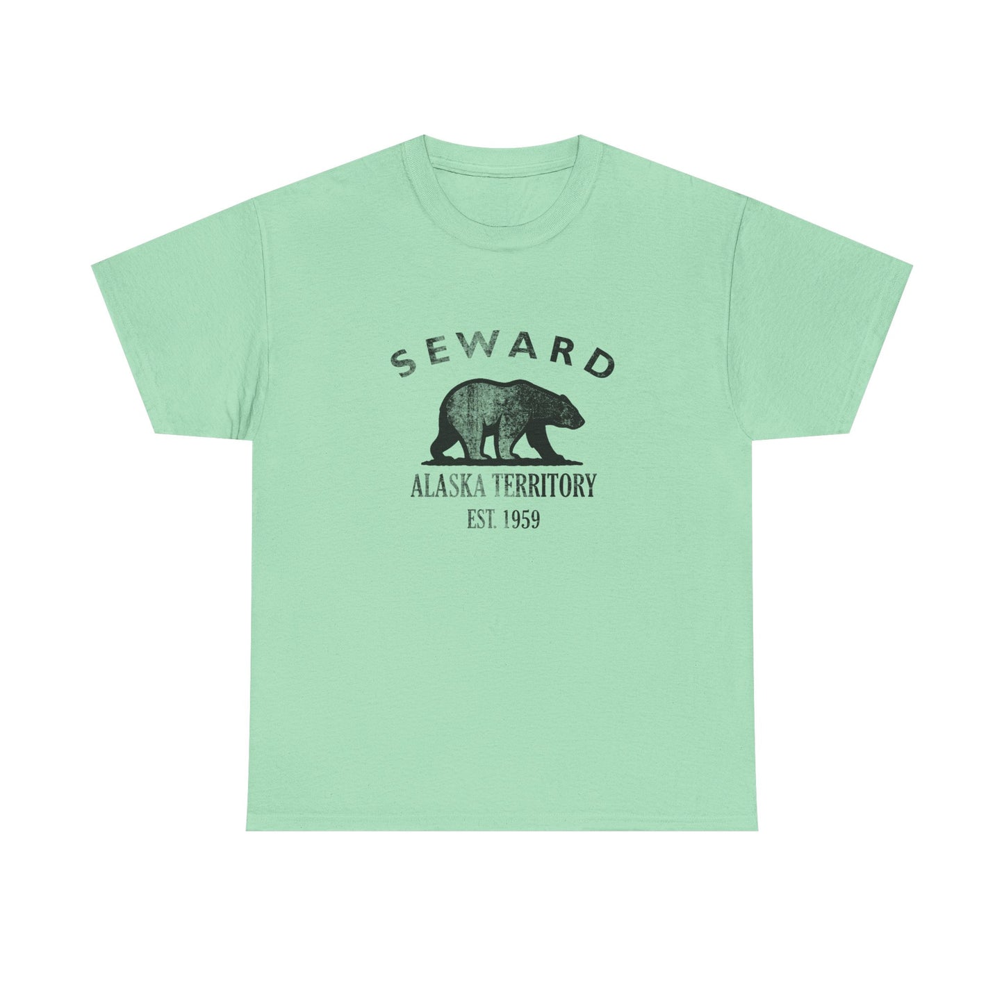 Seward Alaska Vintage Retro Unisex Heavy Cotton Tee - Black Logo
