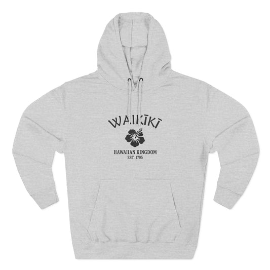 Waikiki Hawaii Vintage Retro Unisex Heavy Cotton Hoodie - Black Logo