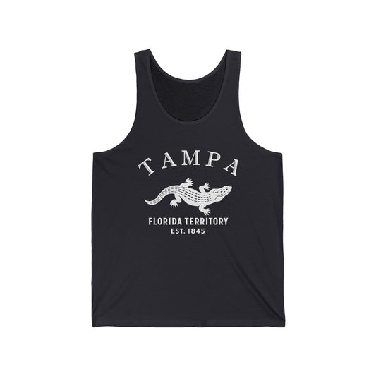 Tampa Florida Vintage Retro Unisex Cotton Jersey Tank Top - White Logo