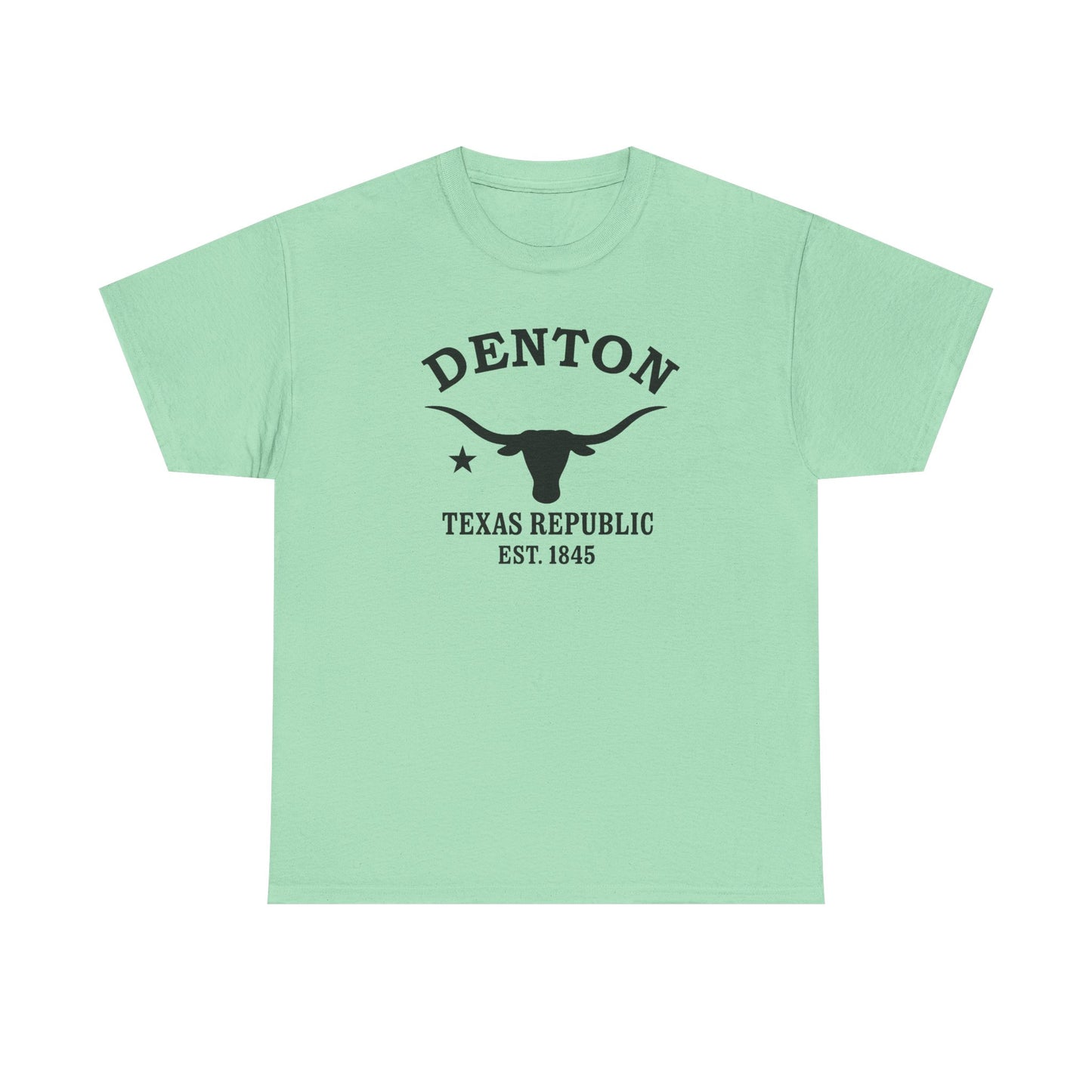 Denton Texas Vintage Retro Unisex Heavy Cotton Tee - Black Logo