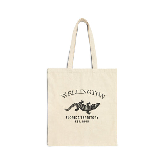 Wellington Florida Vintage Retro Cotton Canvas Tote Bag - Black Logo