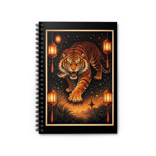 Zodiac Year of the Tiger (2022+) Vintage Retro Art Series Spiral Ruled Journal