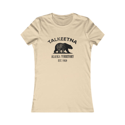 Talkeetna Alaska Vintage Retro Womens Fitted Ringspun Cotton Tee - Black Logo
