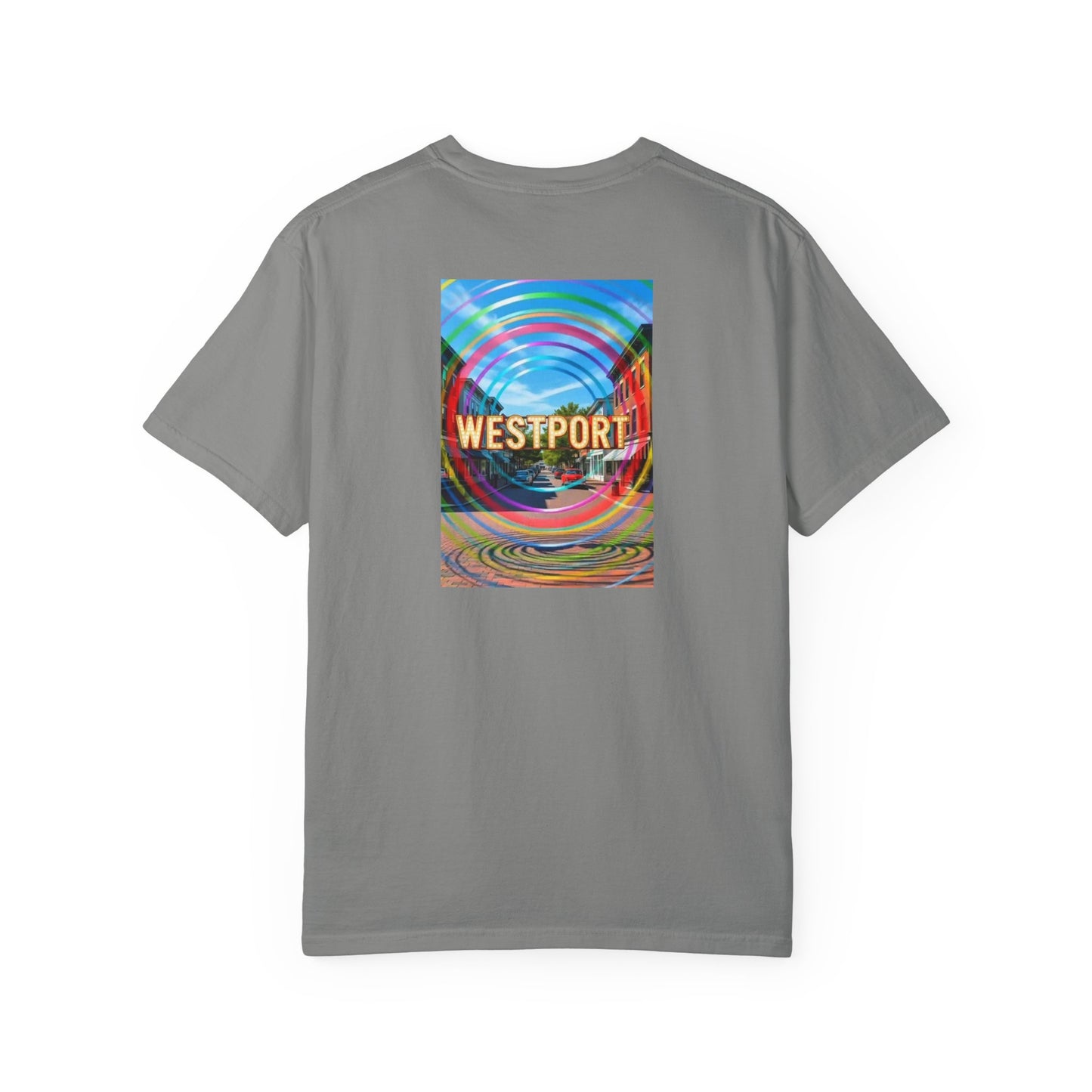 Westport Connecticut Vintage Retro Back Printed Art Series Cotton Tee - Black Logo