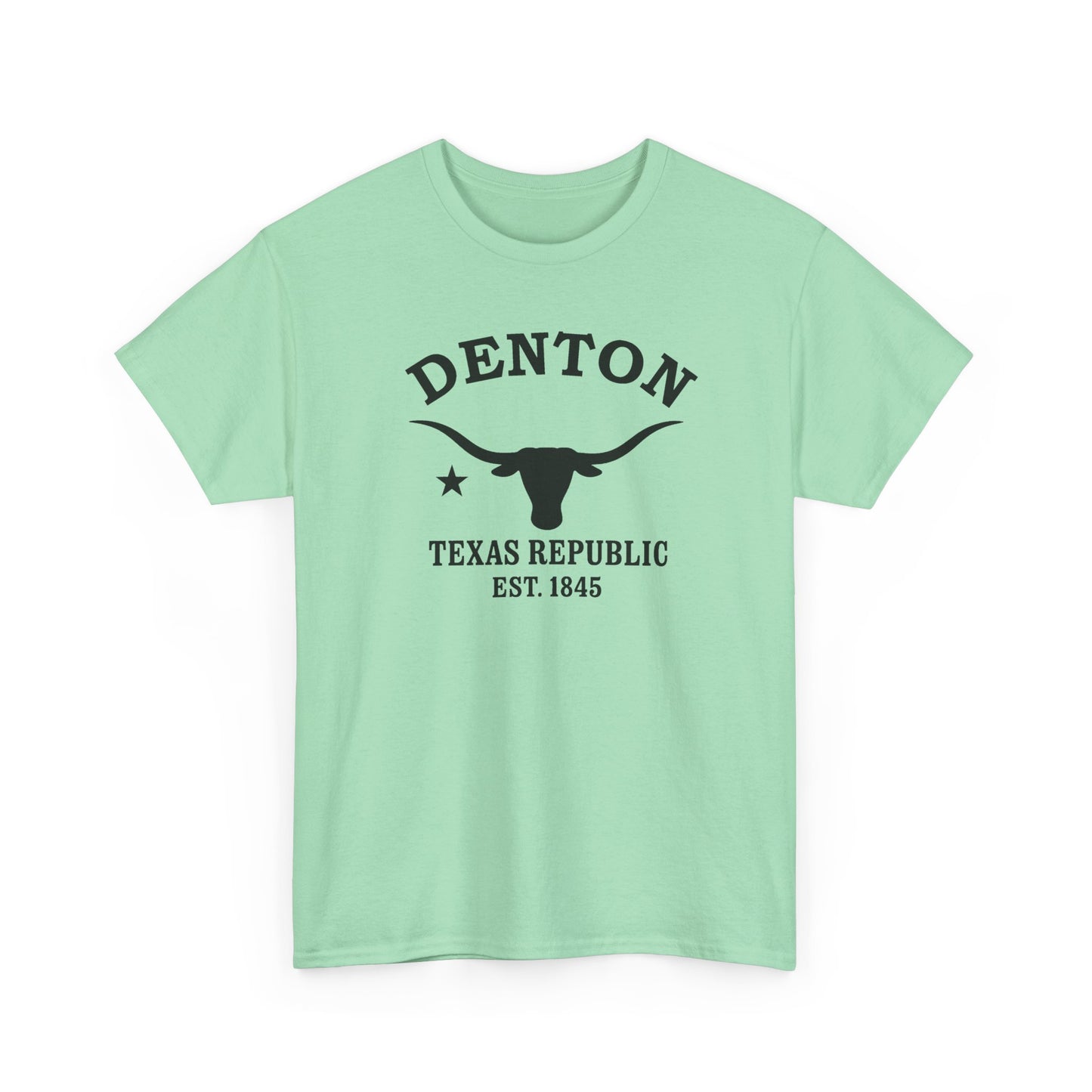 Denton Texas Vintage Retro Unisex Heavy Cotton Tee - Black Logo