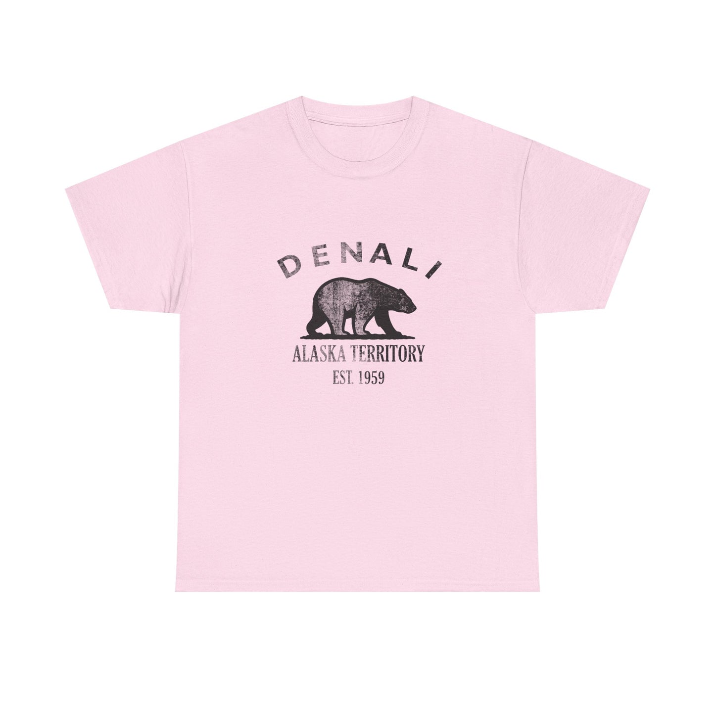 Denali Alaska Vintage Retro Unisex Heavy Cotton Tee - Black Logo