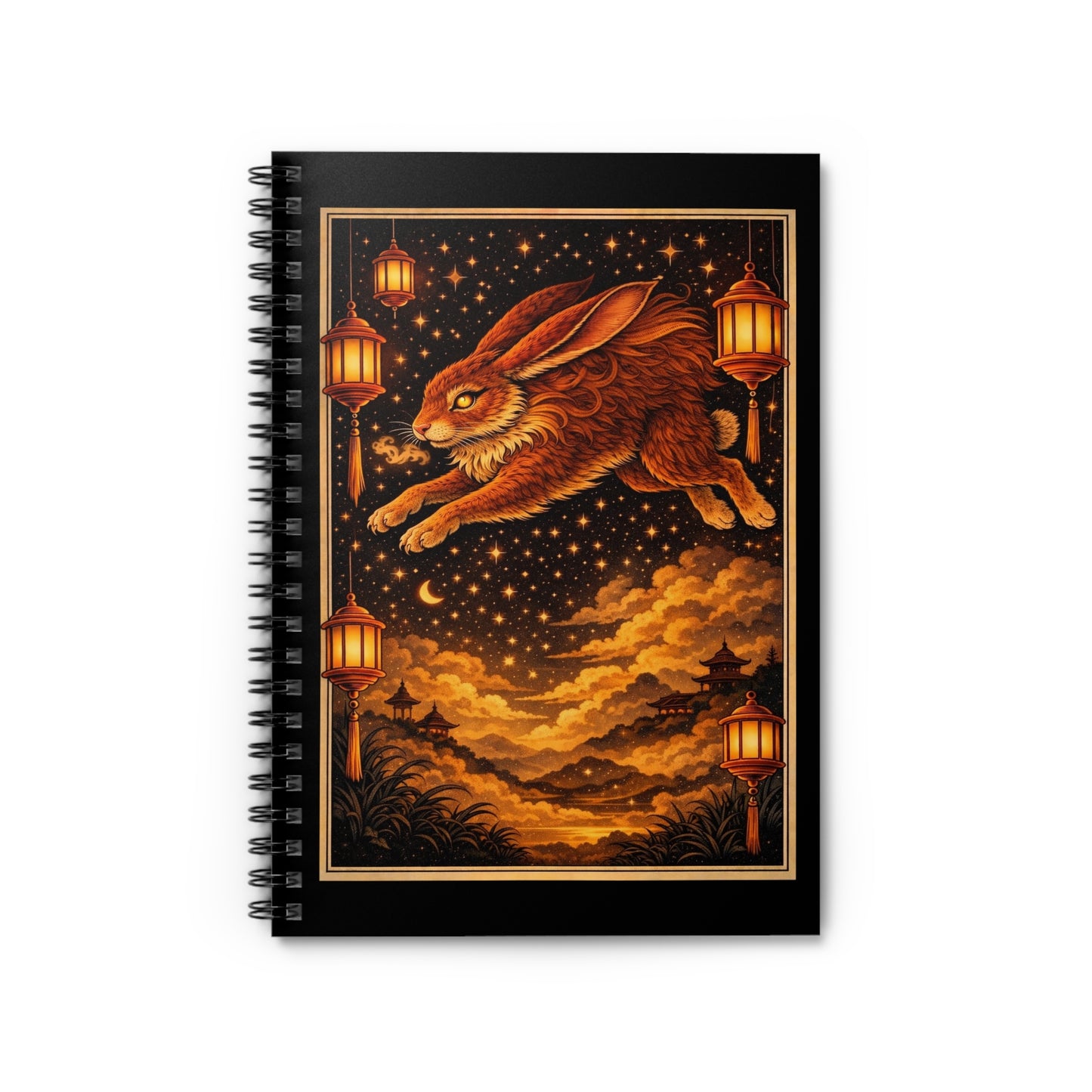 Zodiac Year of the Rabbit (2023+) Vintage Retro Art Series Spiral Ruled Journal